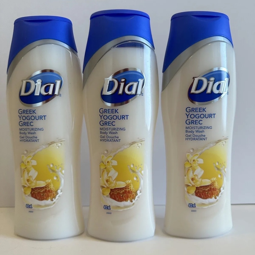 3 x Dial Greek Yogurt Vanilla Honey Moisturizing Body Wash 16 fl oz Each